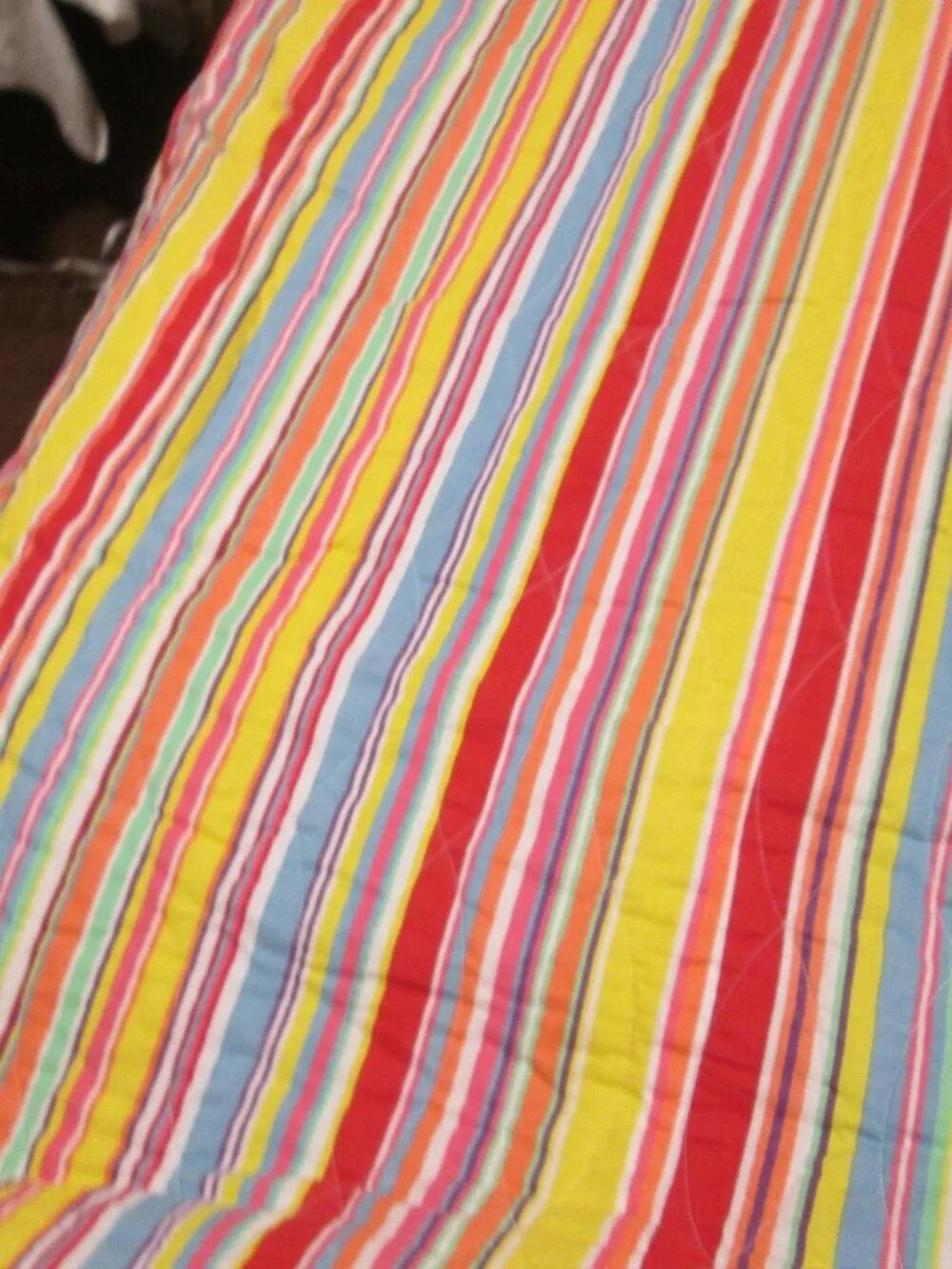 Vtg cotton Rainbow sherbert bedspread colorful striped 85 x 104